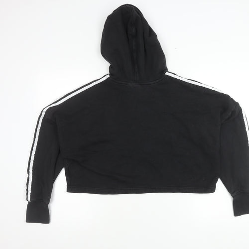Adidas Womens Black Size 10 Pullover Hoodie Sweatshirt Logo Sports