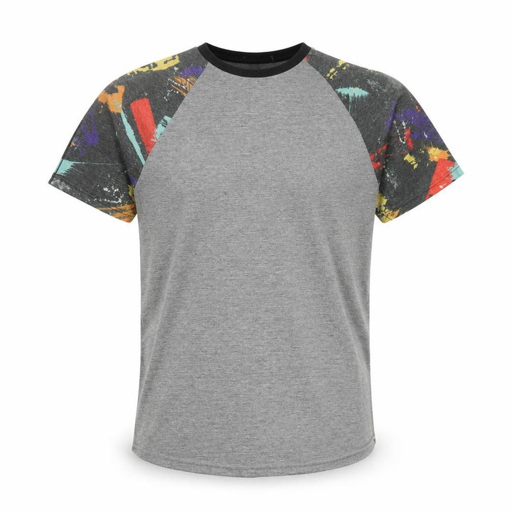 Topman Men’s Grey Multicolour Sleeve Crew Neck T-Shirt Size S