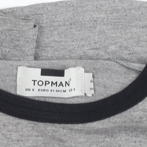 Topman Men’s Grey Multicolour Sleeve Crew Neck T-Shirt Size S