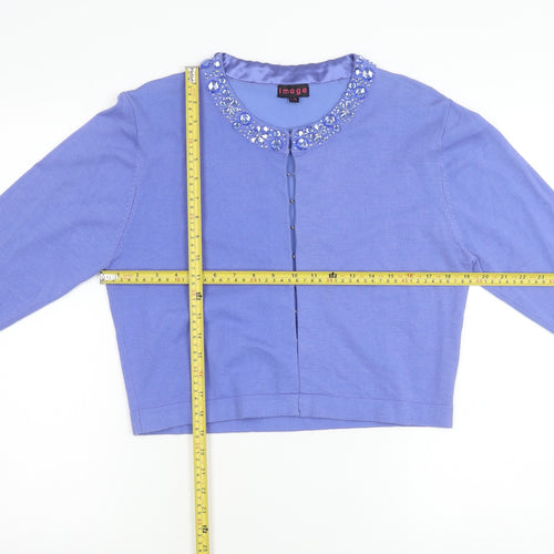 Image Women’s Purple Beaded Cardigan L/XL Knit Long Sleeve