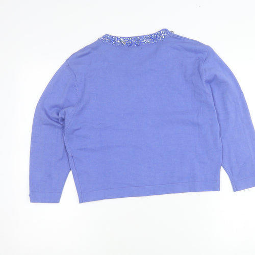 Image Women’s Purple Beaded Cardigan L/XL Knit Long Sleeve