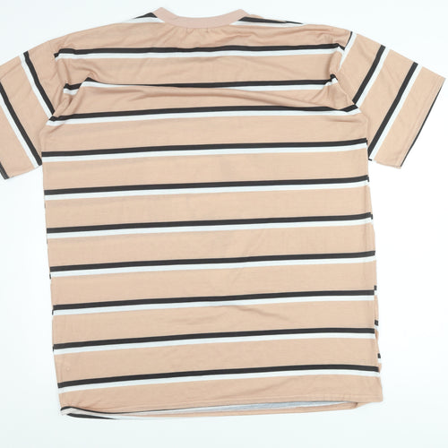 I Saw It First Womens Beige Striped Graphic Angel T-Shirt Size 12