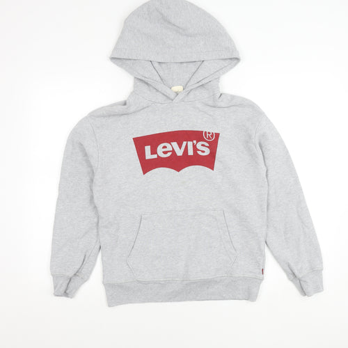 Levi's Teens Grey Pullover Hoodie 2XS Cotton Logo Sweatshirt