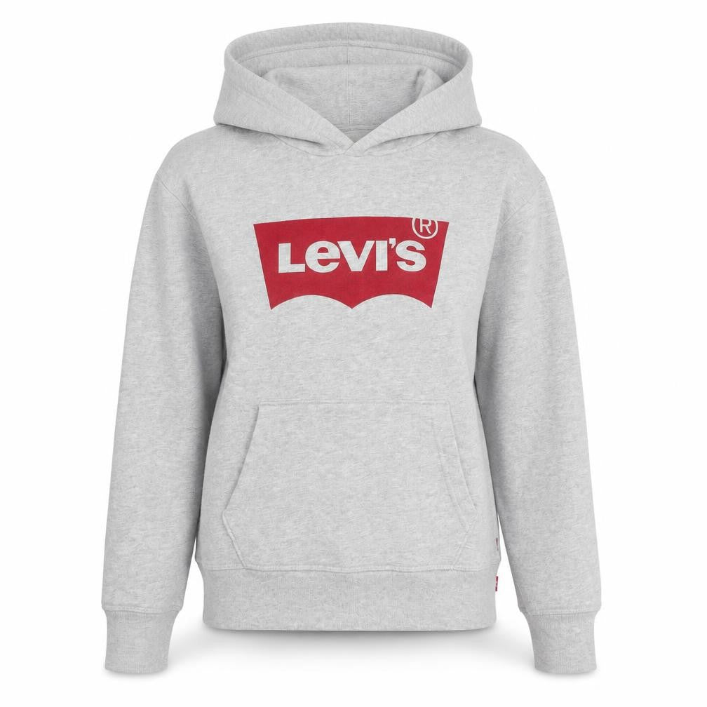 Front view of Levi's Teens Grey Pullover Hoodie 2XS Cotton Logo Sweatshirt