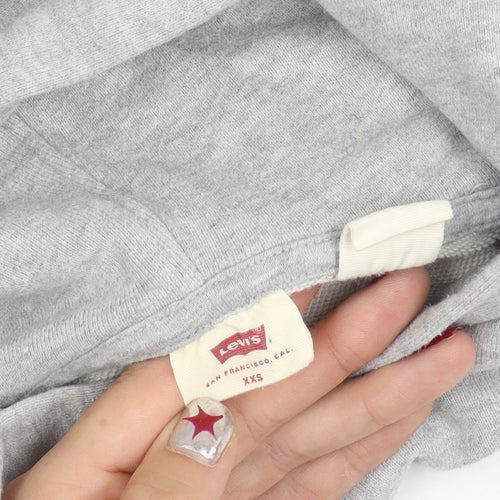 Levi's Teens Grey Pullover Hoodie 2XS Cotton Logo Sweatshirt