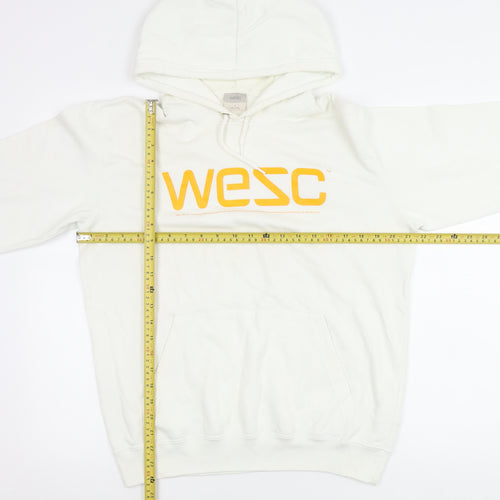 WESC Men’s White Pullover Hoodie Small Graphic Logo Regular Fit