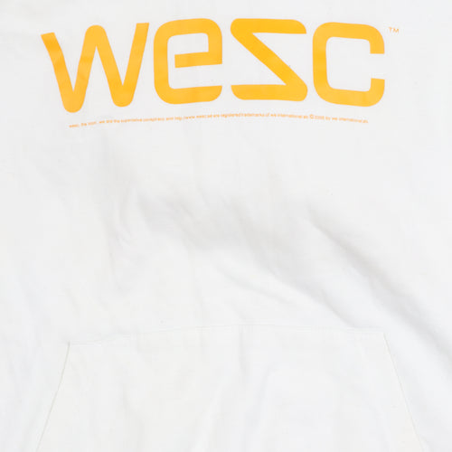 WESC Men’s White Pullover Hoodie Small Graphic Logo Regular Fit