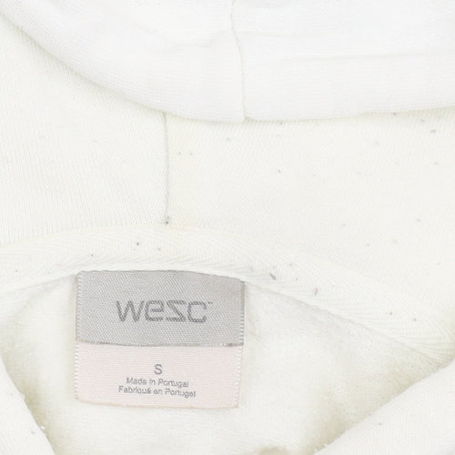 WESC Men’s White Pullover Hoodie Small Graphic Logo Regular Fit