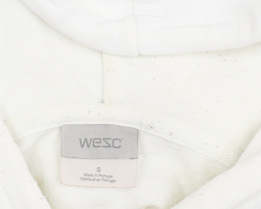 WESC Men’s White Pullover Hoodie Small Graphic Logo Regular Fit