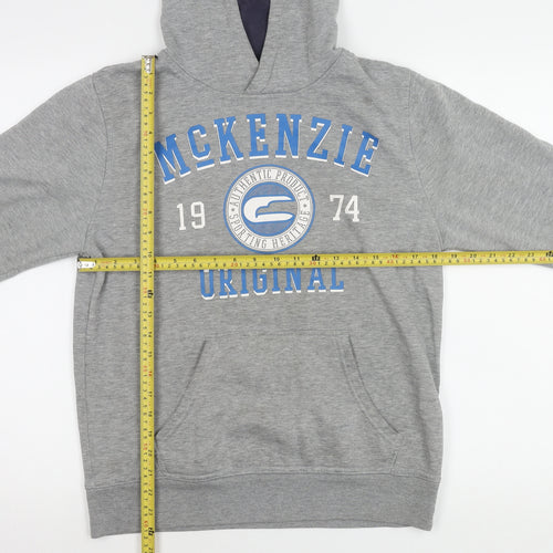McKenzie Boys Grey Hoodie 13-14 Years Pullover Regular Fit Logo Print