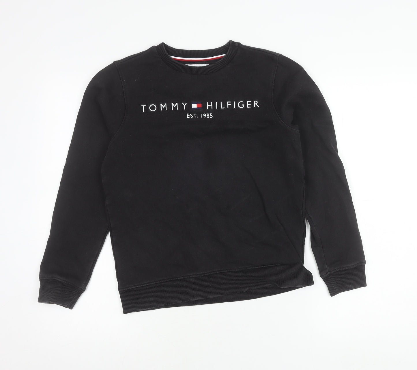 Tommy Hilfiger Boys Black Sweatshirt 12 Years Logo Crew Neck Pullover