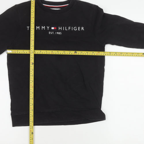 Tommy Hilfiger Boys Black Sweatshirt 12 Years Logo Crew Neck Pullover