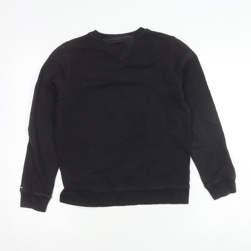 Tommy Hilfiger Boys Black Sweatshirt 12 Years Logo Crew Neck Pullover