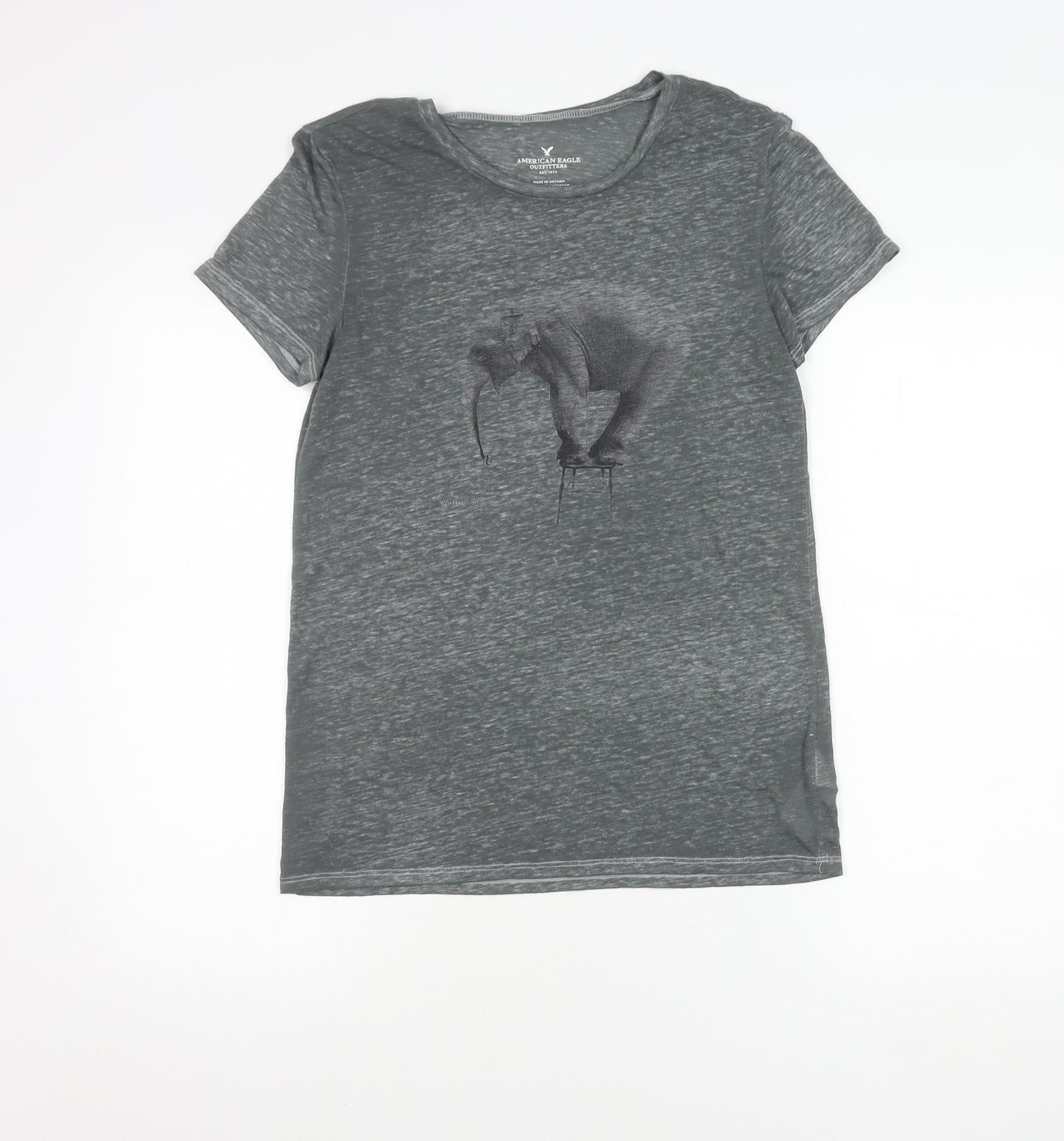 American Eagle Womens Grey Elephant Graphic T-Shirt Size S