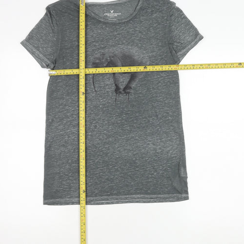 American Eagle Womens Grey Elephant Graphic T-Shirt Size S