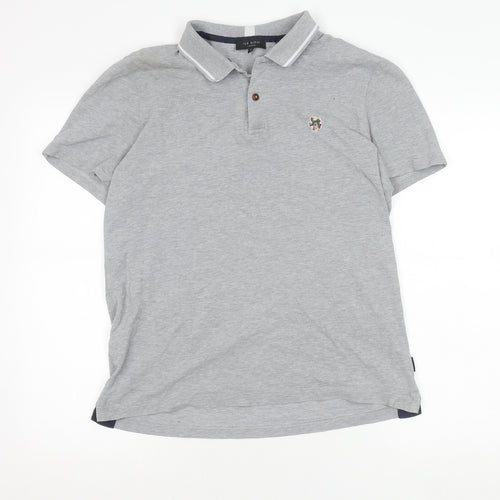 Ted Baker Men's Grey Regular Fit Cotton Polo Shirt Size M