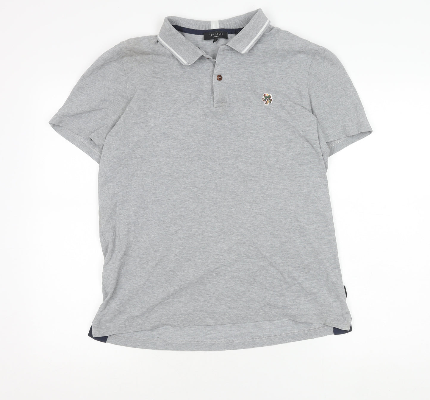 Ted Baker Men's Grey Regular Fit Cotton Polo Shirt Size M
