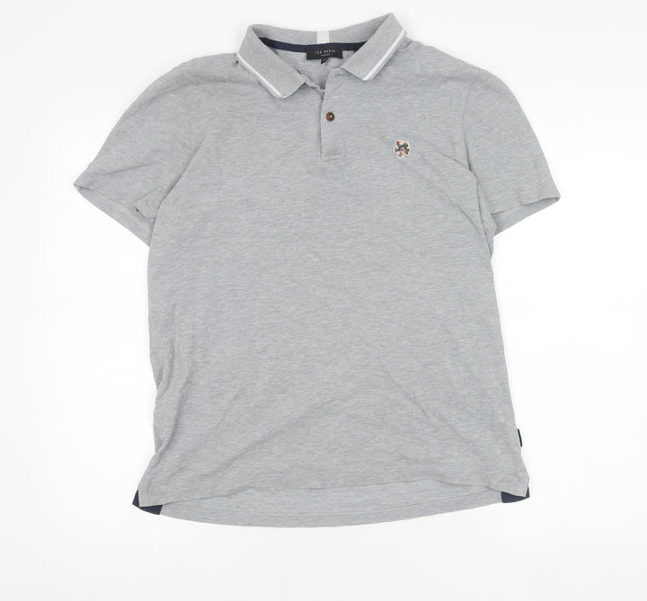 Ted Baker Men's Grey Regular Fit Cotton Polo Shirt Size M