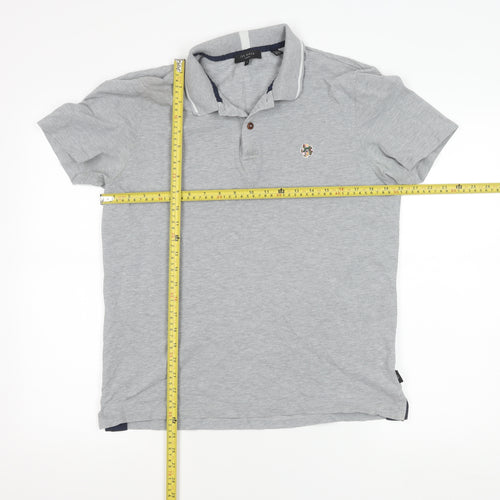 Ted Baker Men's Grey Regular Fit Cotton Polo Shirt Size M