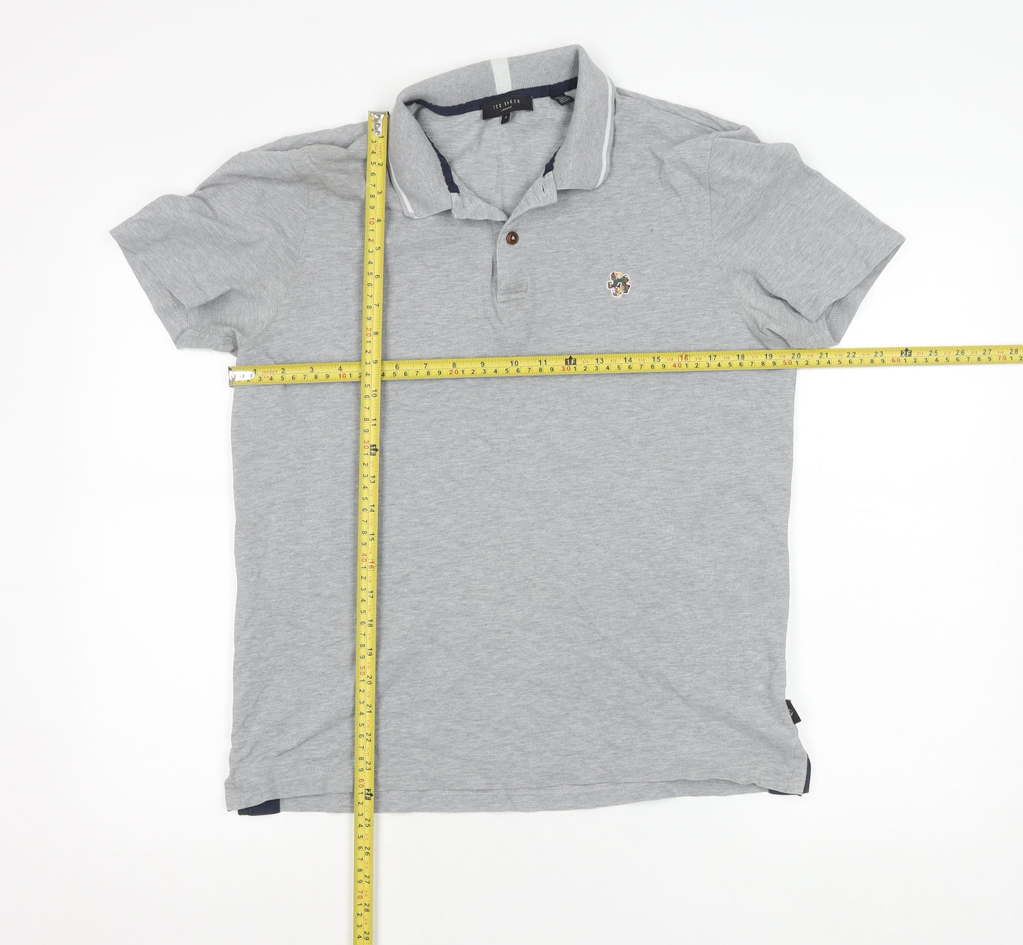 Ted Baker Men's Grey Regular Fit Cotton Polo Shirt Size M