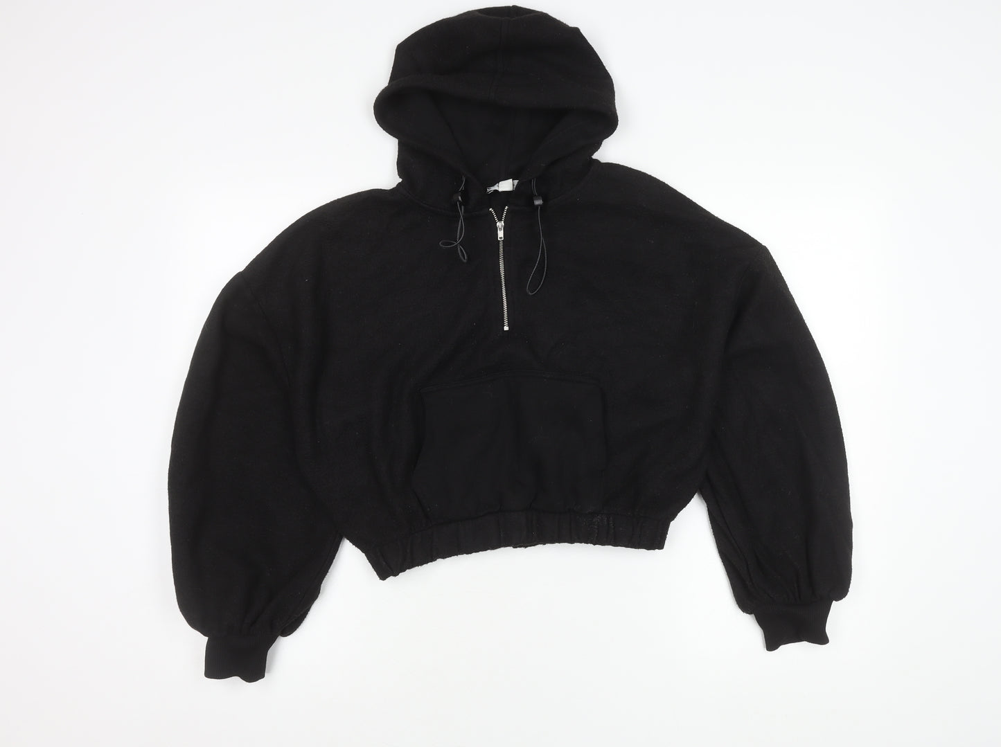 Topshop Women’s Black Hoodie Medium Pullover 1/2 Zip Long Sleeve