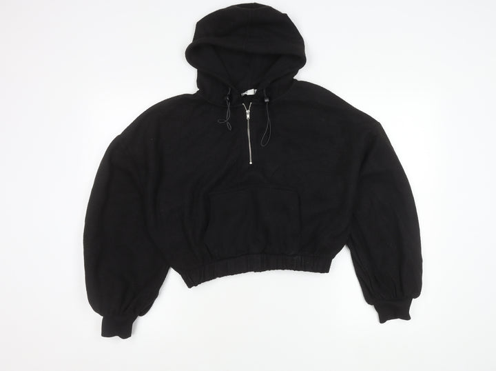 Topshop Women’s Black Hoodie Medium Pullover 1/2 Zip Long Sleeve