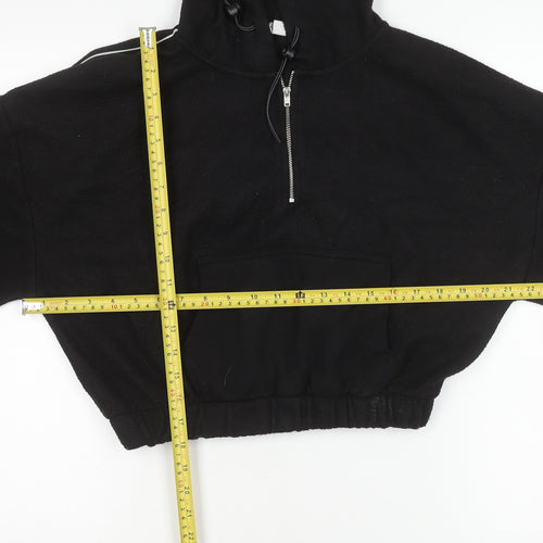Topshop Women’s Black Hoodie Medium Pullover 1/2 Zip Long Sleeve