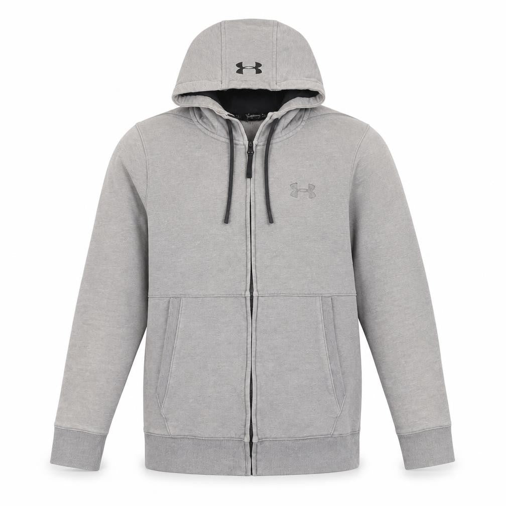 Front view of Under Armour Men's Grey Small Full Zip Hoodie Jacket