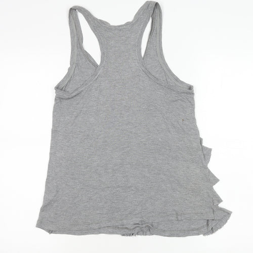 Whistles Women Grey Viscose Ruffle Tank Top Size S Racerback