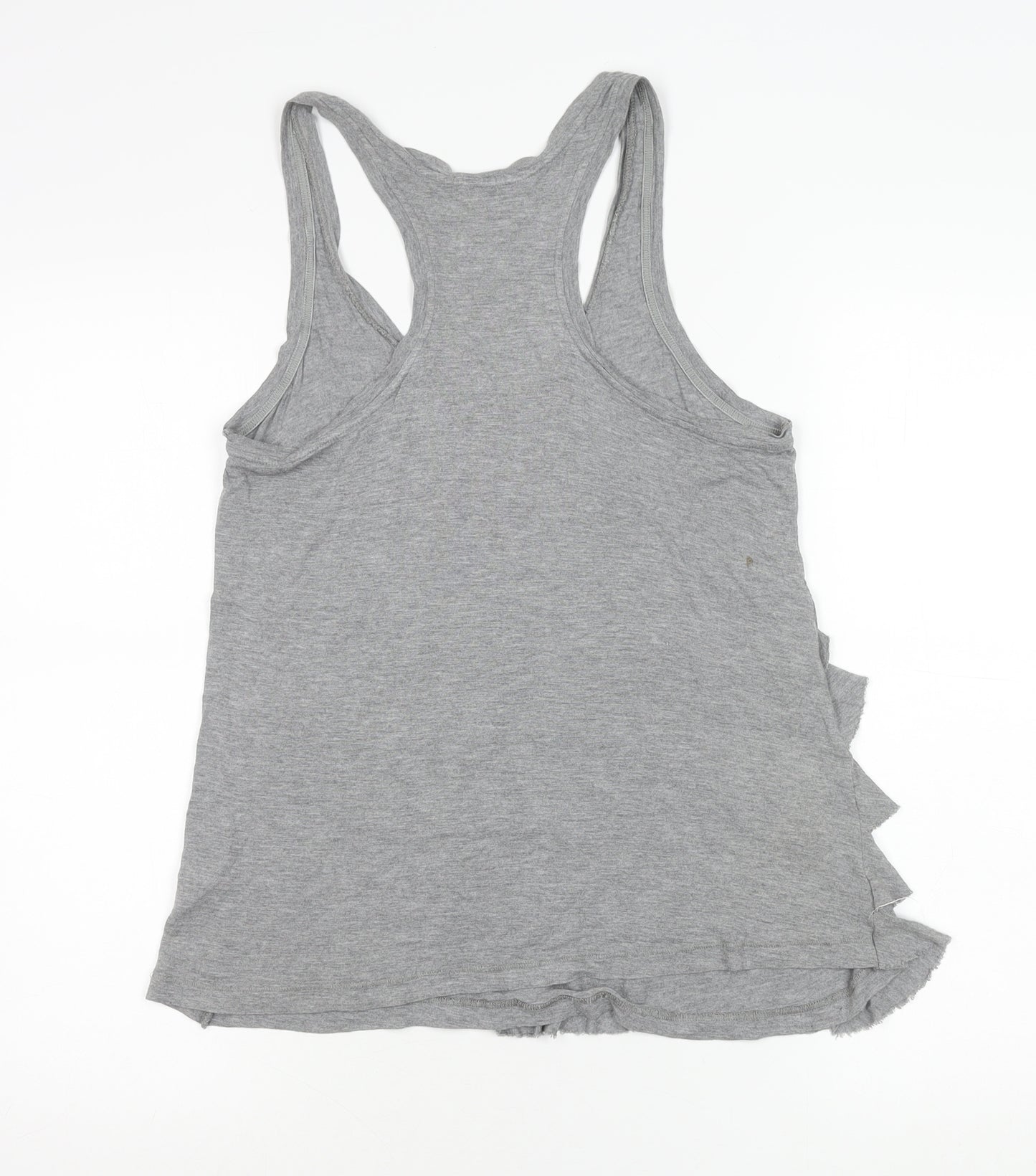 Whistles Women Grey Viscose Ruffle Tank Top Size S Racerback