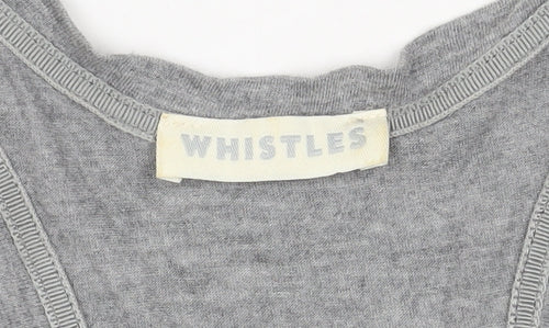 Whistles Women Grey Viscose Ruffle Tank Top Size S Racerback