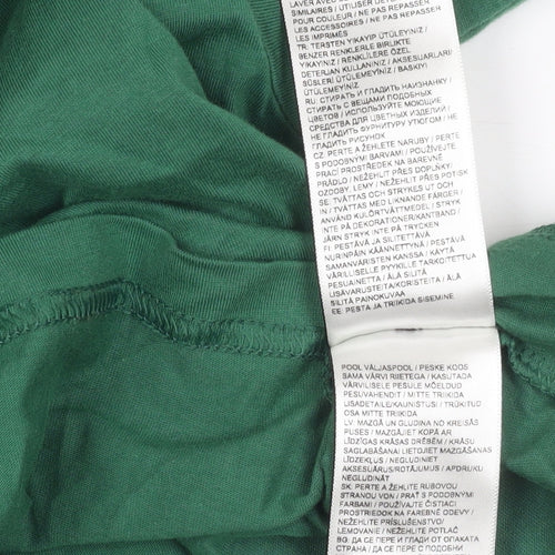 Puma Womens Green Cropped T-Shirt Size S Crew Neck Logo Casual Top