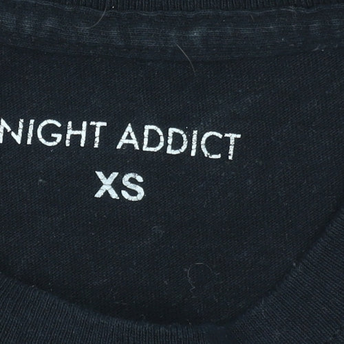 Night Addict Womens Black XS Graphic Getaway T-Shirt Casual