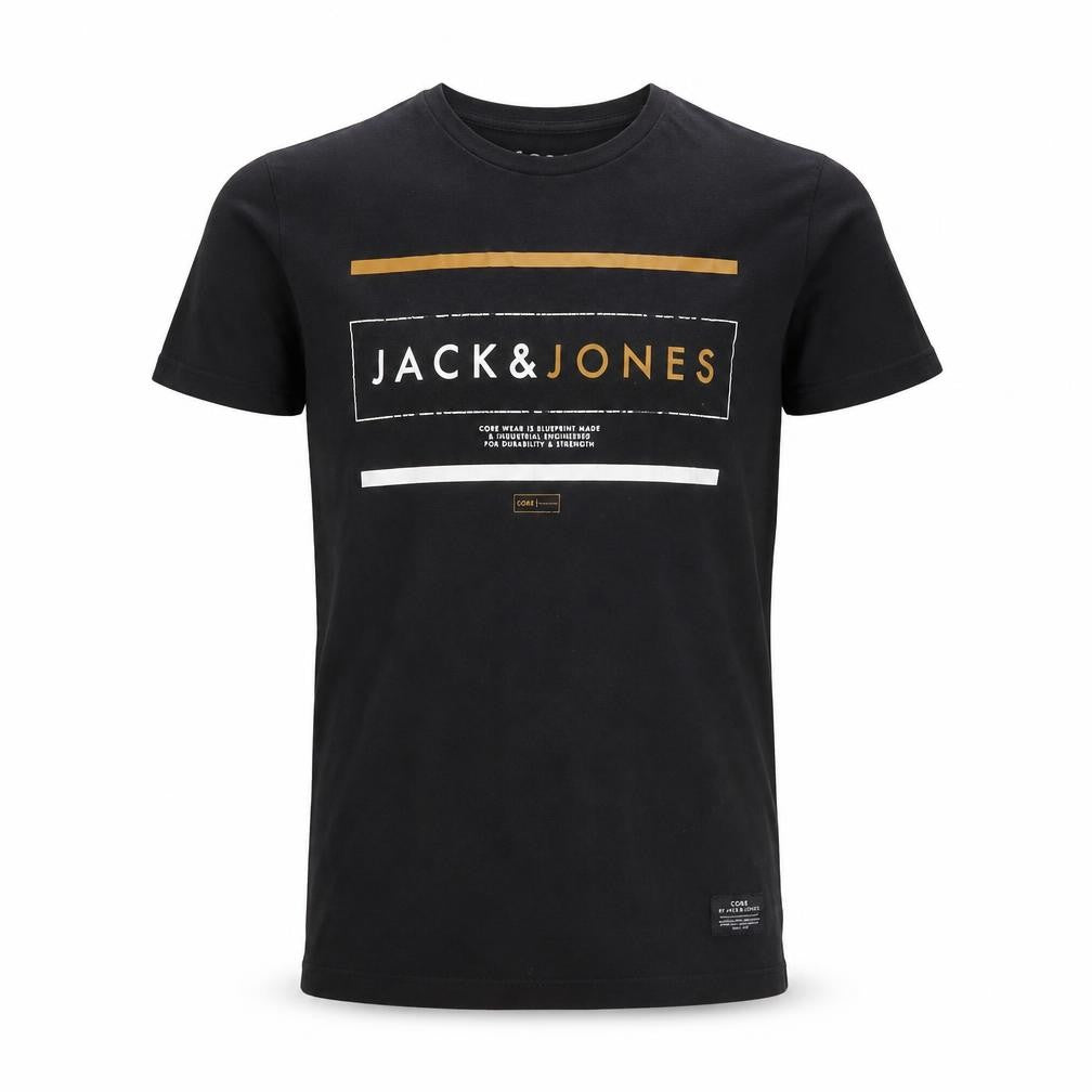 Jack & Jones Men’s Black Small Graphic Logo Crew Neck T-Shirt