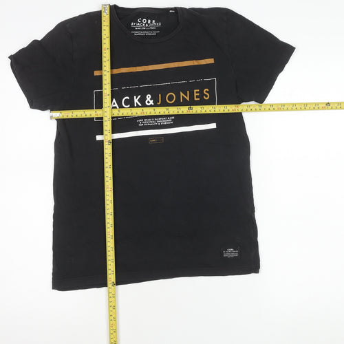Jack & Jones Men’s Black Small Graphic Logo Crew Neck T-Shirt