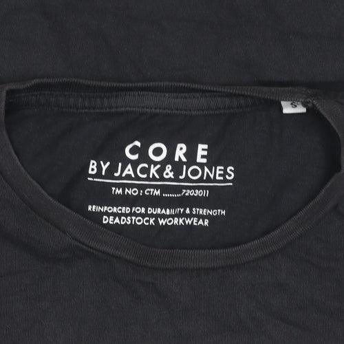Jack & Jones Men’s Black Small Graphic Logo Crew Neck T-Shirt