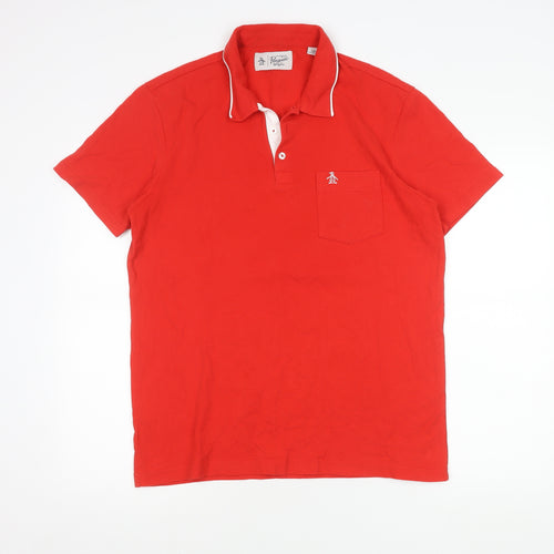 Penguin by Munsingwear Men’s Red Polo Shirt L Cotton Short Sleeve