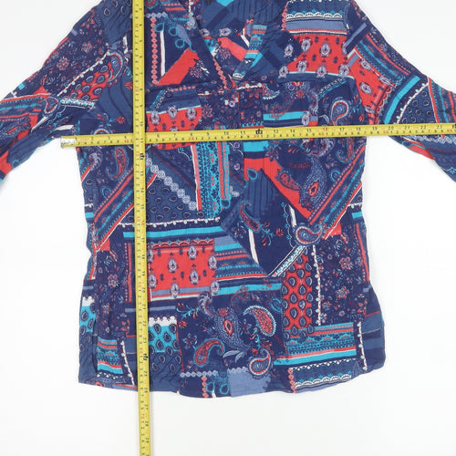 Isle Collection Womens Multicoloured Cotton Paisley Tunic Blouse 3/4 Sleeve Size 14