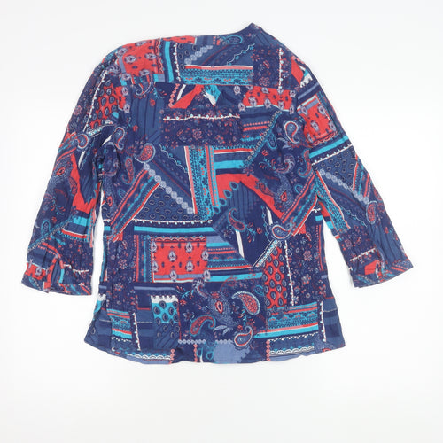 Isle Collection Womens Multicoloured Cotton Paisley Tunic Blouse 3/4 Sleeve Size 14