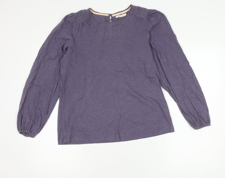 White Stuff Womens Purple Blouse UK 10 Tunic Style Long Sleeve