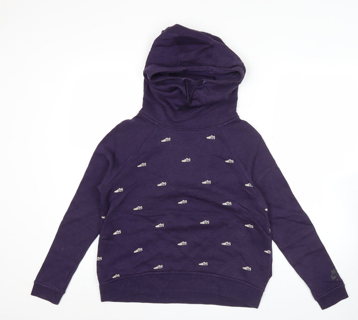 Nike Womens Purple Hoodie Small Pullover Cotton Blend Graphic Print