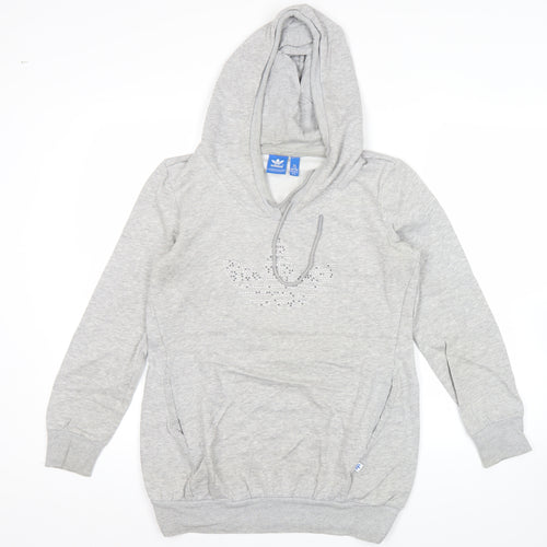 Adidas Women’s Grey Hoodie Size 8 UK Pullover Hooded Sweatshirt