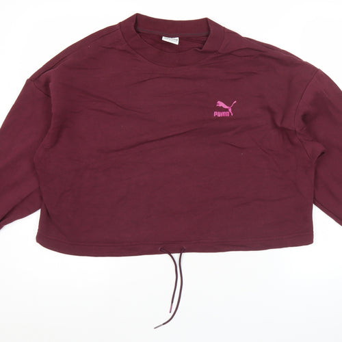 Puma Womens Purple Sweatshirt Size 12 Logo Pullover Crew Neck