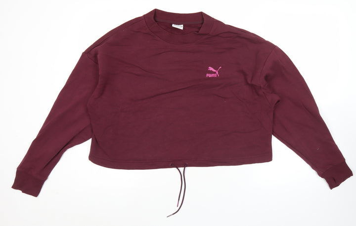 Puma Womens Purple Sweatshirt Size 12 Logo Pullover Crew Neck