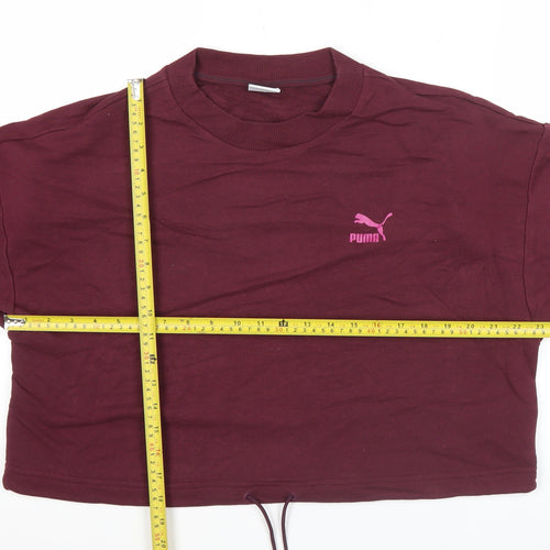 Puma Womens Purple Sweatshirt Size 12 Logo Pullover Crew Neck