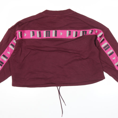 Puma Womens Purple Sweatshirt Size 12 Logo Pullover Crew Neck