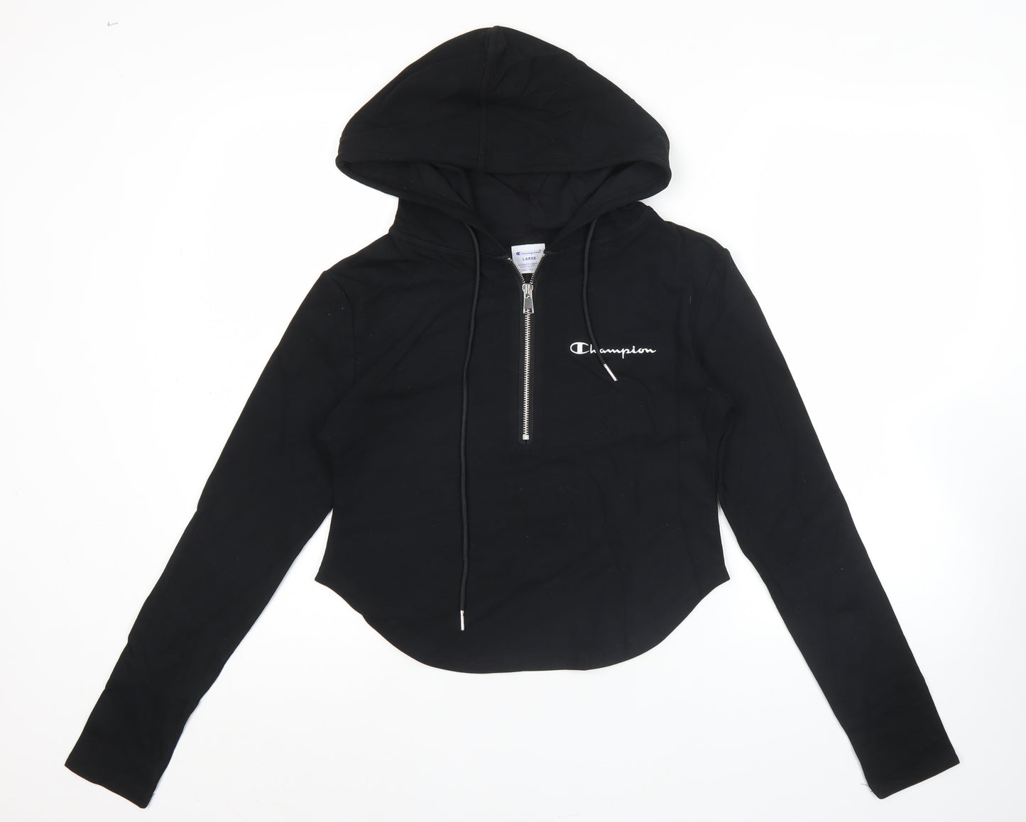 Champion Womens Black Large Hoodie Sweatshirt Long Sleeve Zip