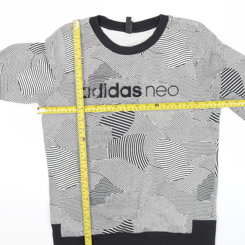 Adidas Neo Womens Black White Sweatshirt UK 10 Cotton Blend
