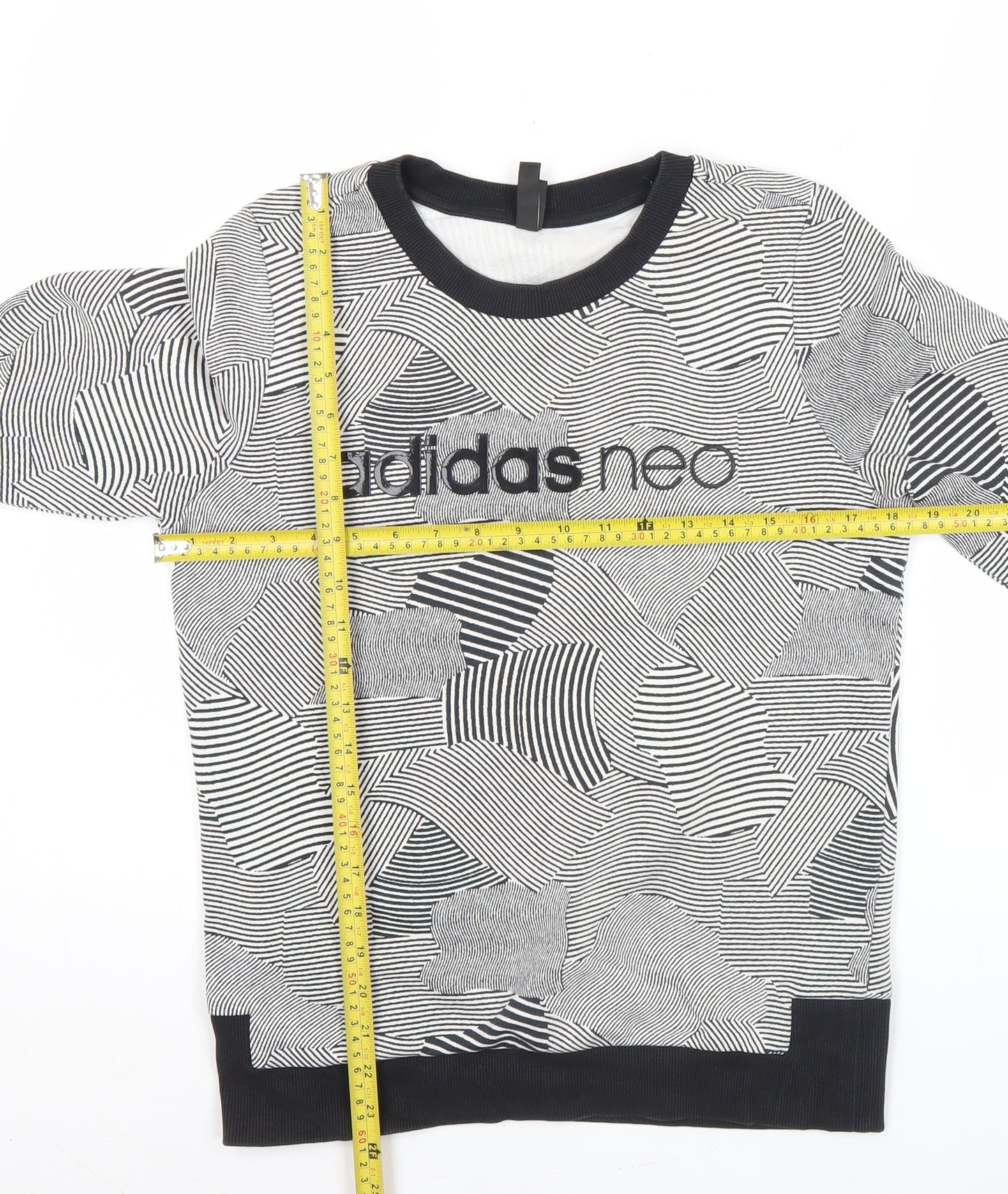 Adidas Neo Womens Black White Sweatshirt UK 10 Cotton Blend