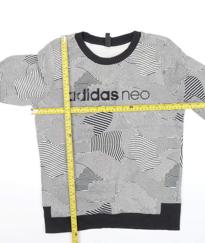 Adidas Neo Womens Black White Sweatshirt UK 10 Cotton Blend
